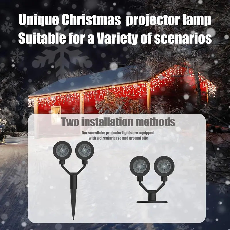 π2025-Christmas Hot Saleπ49% OFF - LED Christmas Snowflake Projection Lamp, 2025 New Upgraded,Double-Head Rotating 4 Dynamic Snowflakes Projector, Plug-In LED Light