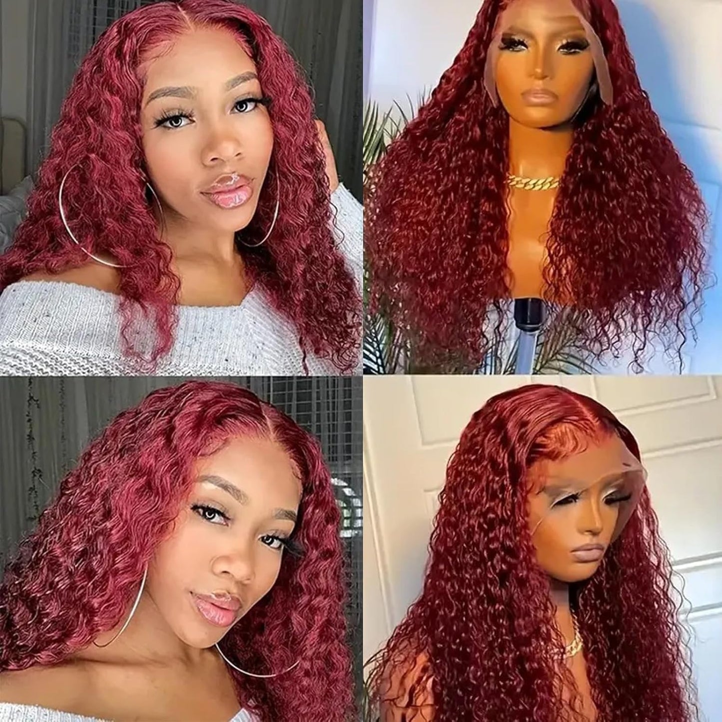 Burgundy Deep Wave Lace Front Wigs⚡LAST DAY SALE 50% OFF🎁