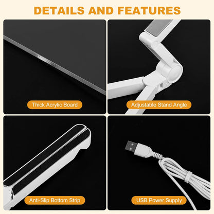 🔥🔥Illuminated Acrylic Dry Erase Board with Stand and 7 Pens ✏️🎨📜