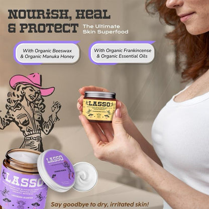 🔥Final 3 Hours – 30% OFF!LASSO Organic Beef Tallow, Manuka Honey & Beeswax Balm 4oz Natural Face & Body Moisturizer Skin Care Frankincense, Lavender, Unscented, Hydrating