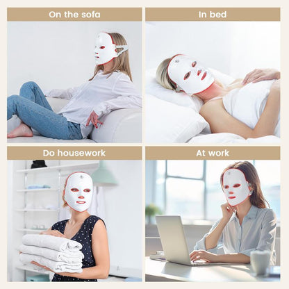 🏆LAST DAY SALE 40% OFF⏰Red Light Therapy, 7 Color LED Light Face Mask, Photon Skin Rejuvenation