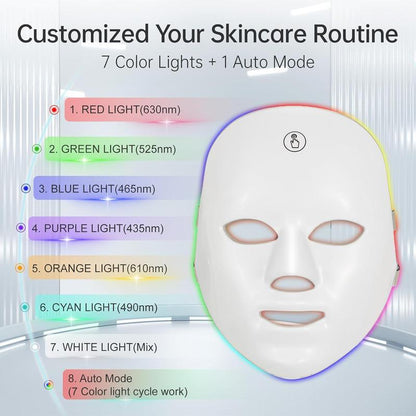 🏆LAST DAY SALE 40% OFF⏰Red Light Therapy, 7 Color LED Light Face Mask, Photon Skin Rejuvenation