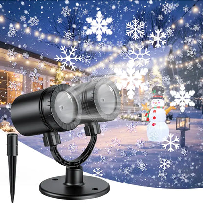 🎁2025-Christmas Hot Sale🎁49% OFF - LED Christmas Snowflake Projection Lamp, 2025 New Upgraded,Double-Head Rotating 4 Dynamic Snowflakes Projector, Plug-In LED Light