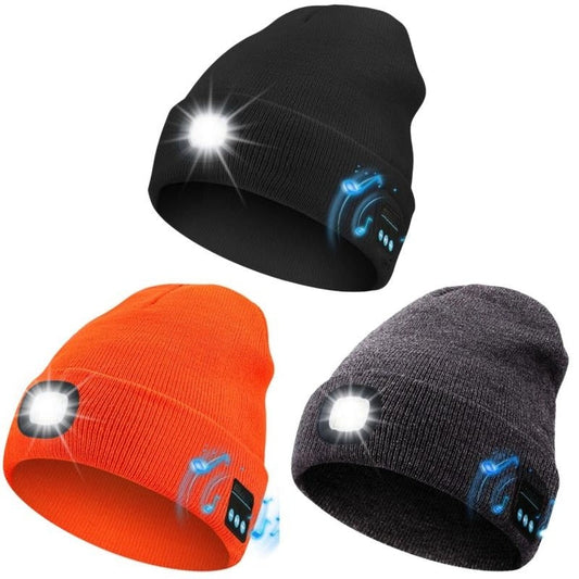 🔥LAST DAY 50% OFF🎁Unisex Bluetooth Knit Hat, Latest Model with 6 LED Lights and Wireless Earphones