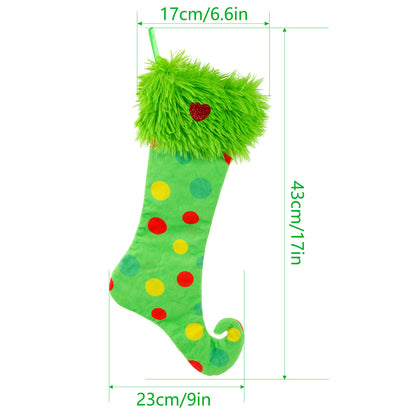 🎁2025-Christmas Hot Sale🎁49% OFF - In-Stock Grinch Christmas Green Plush Stockings - Window Hanging Ornaments for Home Decoration