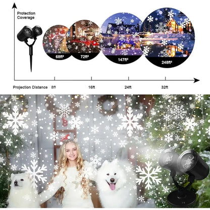 🎁2025-Christmas Hot Sale🎁49% OFF - LED Christmas Snowflake Projection Lamp, 2025 New Upgraded,Double-Head Rotating 4 Dynamic Snowflakes Projector, Plug-In LED Light