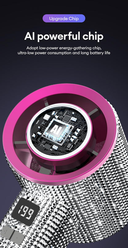 🔥Final 3 Hours – 50% OFF!Full Diamond Luxury Craftsmanship Portable Handheld Turbo Fan, 3 Gear Wind, Rechargeable Long Battery Life Hand Fan With Digital Display For Outdoor Activities, Travel, Office, Wonmen's gift