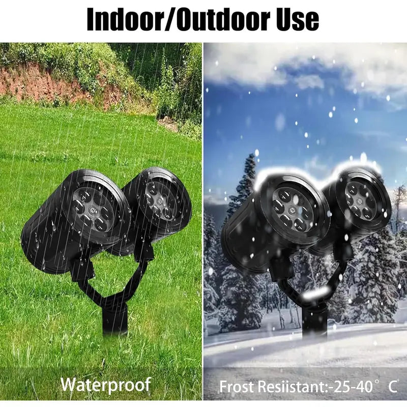 🎁2025-Christmas Hot Sale🎁49% OFF - LED Christmas Snowflake Projection Lamp, 2025 New Upgraded,Double-Head Rotating 4 Dynamic Snowflakes Projector, Plug-In LED Light