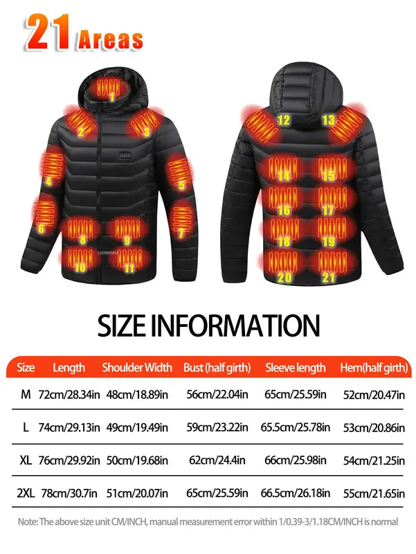 🎁2025-Christmas Hot Sale🎁49% OFF - Heated Jacket Men Women Coats USB SelfHeated Clothing Winter Ski Camping Heated Jacket with Detachable Hood