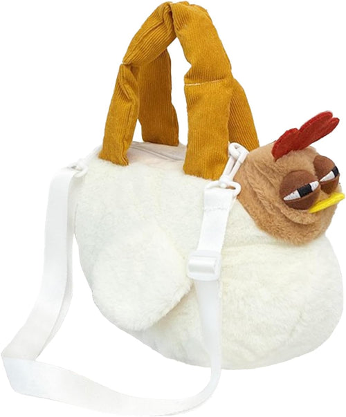 🔥50% OFF Today Only! Chicken Handbag, Funny Animal Bag, Chicken Purse, Rooster Shoulder Strap Fuzzy Cute Mini Makeup Pouch, Novelty Plush Hen Bag