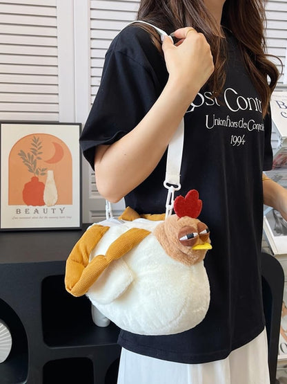 🔥50% OFF Today Only! Chicken Handbag, Funny Animal Bag, Chicken Purse, Rooster Shoulder Strap Fuzzy Cute Mini Makeup Pouch, Novelty Plush Hen Bag