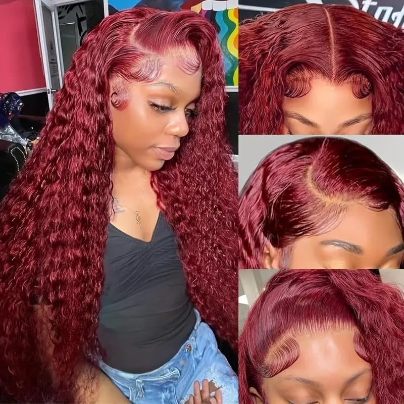 Burgundy Deep Wave Lace Front Wigs⚡LAST DAY SALE 50% OFF🎁