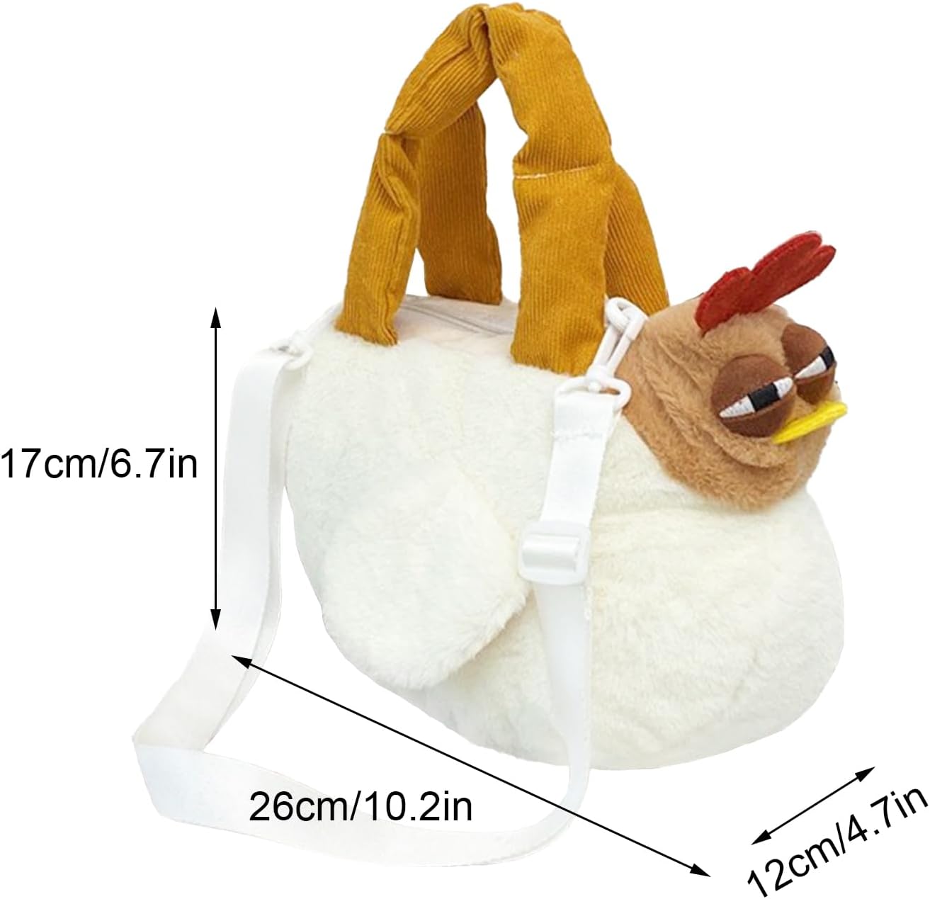 🔥50% OFF Today Only! Chicken Handbag, Funny Animal Bag, Chicken Purse, Rooster Shoulder Strap Fuzzy Cute Mini Makeup Pouch, Novelty Plush Hen Bag