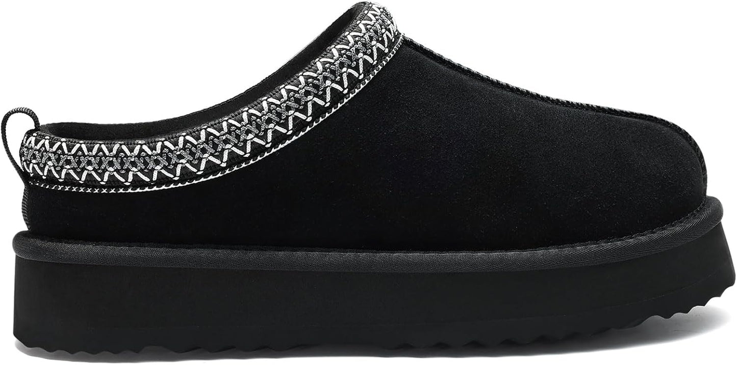 🔥HOT SALE 63% OFF🔥Genuine Suede Platform Slippers for Women Fuzzy Winter Warm Shoes Indoor Outdoor