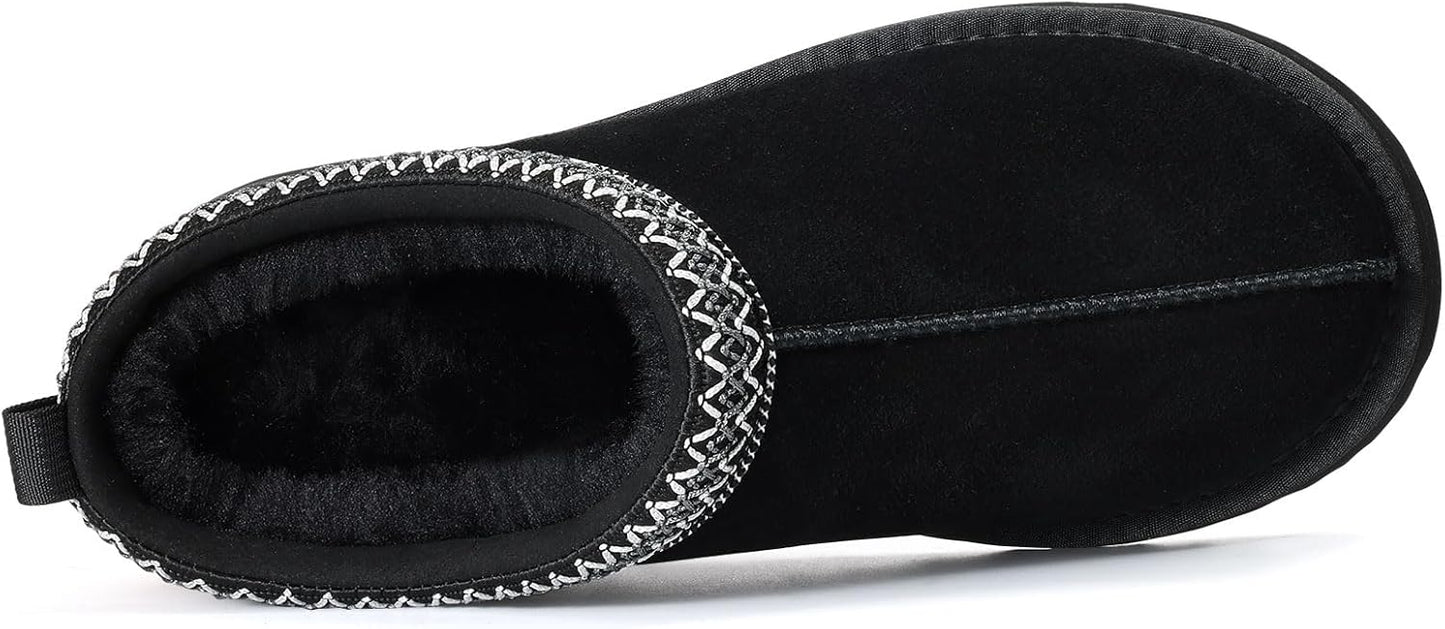 🔥HOT SALE 63% OFF🔥Genuine Suede Platform Slippers for Women Fuzzy Winter Warm Shoes Indoor Outdoor