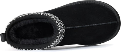 🔥HOT SALE 63% OFF🔥Genuine Suede Platform Slippers for Women Fuzzy Winter Warm Shoes Indoor Outdoor