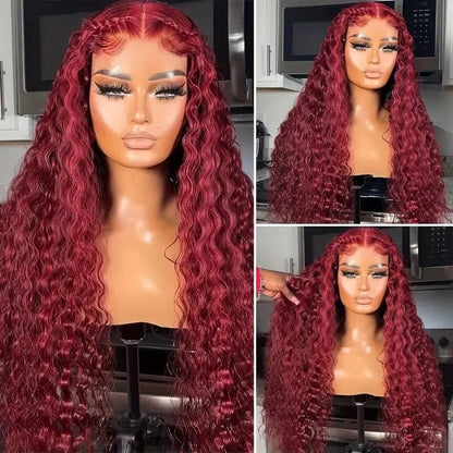 Burgundy Deep Wave Lace Front Wigs⚡LAST DAY SALE 50% OFF🎁