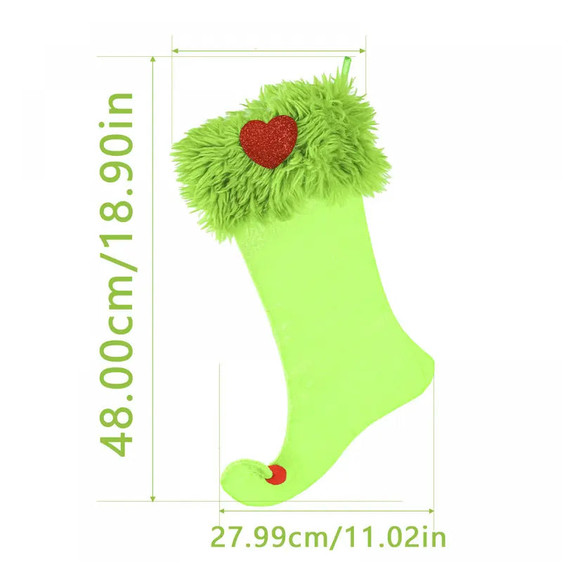 🎁2025-Christmas Hot Sale🎁49% OFF - In-Stock Grinch Christmas Green Plush Stockings - Window Hanging Ornaments for Home Decoration