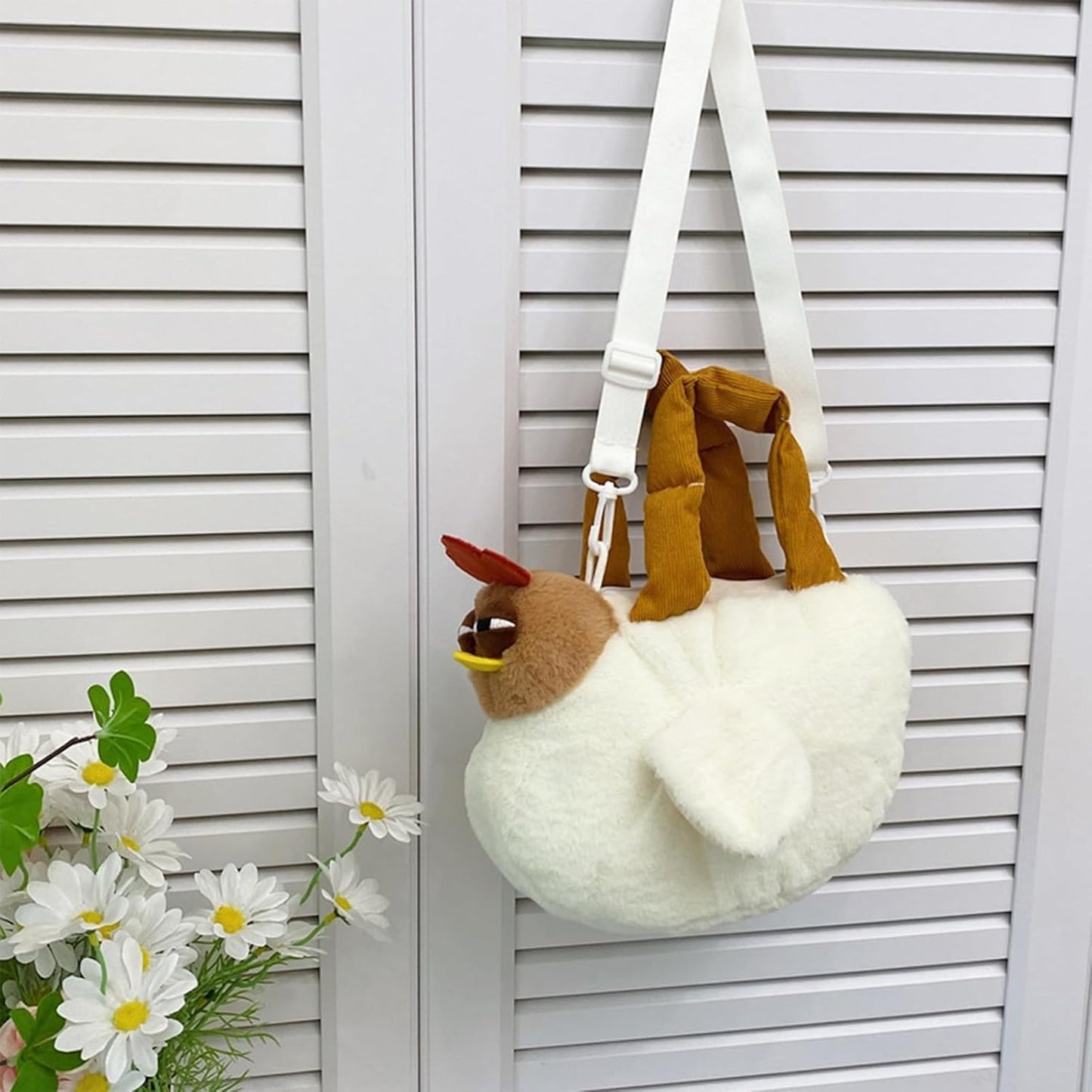 🔥50% OFF Today Only! Chicken Handbag, Funny Animal Bag, Chicken Purse, Rooster Shoulder Strap Fuzzy Cute Mini Makeup Pouch, Novelty Plush Hen Bag