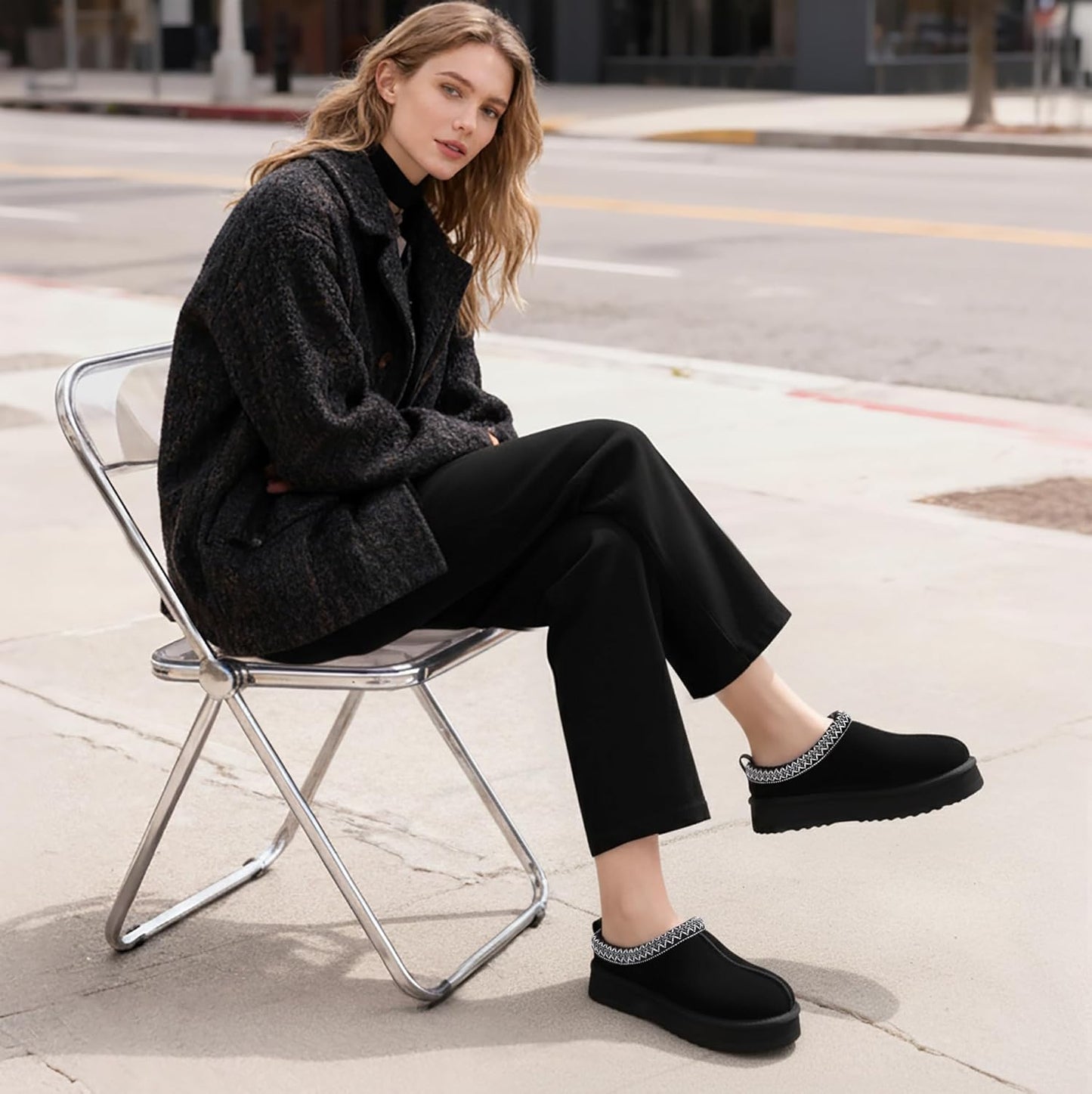 🔥HOT SALE 63% OFF🔥Genuine Suede Platform Slippers for Women Fuzzy Winter Warm Shoes Indoor Outdoor