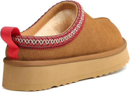 🔥HOT SALE 63% OFF🔥Genuine Suede Platform Slippers for Women Fuzzy Winter Warm Shoes Indoor Outdoor