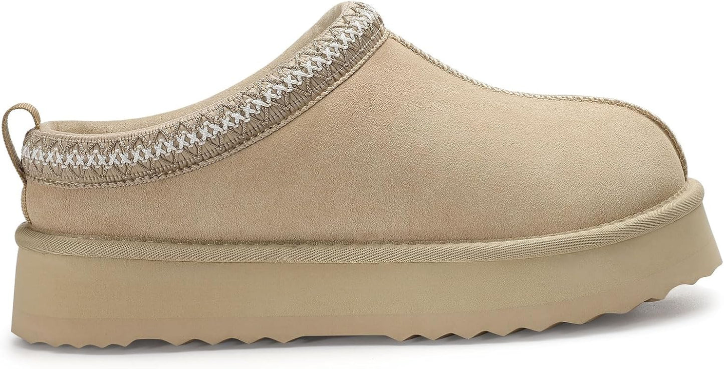 🔥HOT SALE 63% OFF🔥Genuine Suede Platform Slippers for Women Fuzzy Winter Warm Shoes Indoor Outdoor