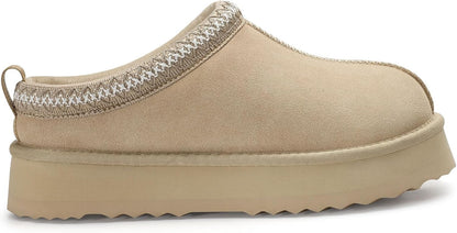 🔥HOT SALE 63% OFF🔥Genuine Suede Platform Slippers for Women Fuzzy Winter Warm Shoes Indoor Outdoor