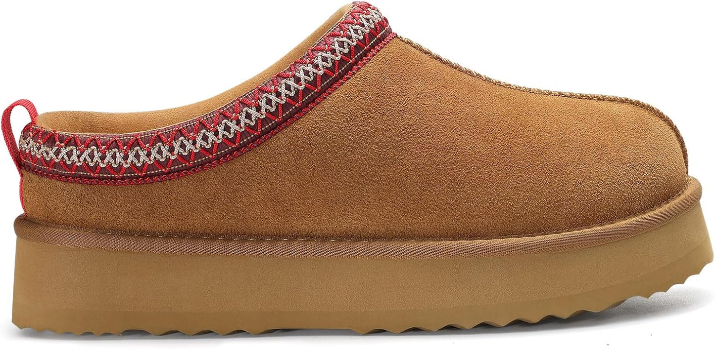 🔥HOT SALE 63% OFF🔥Genuine Suede Platform Slippers for Women Fuzzy Winter Warm Shoes Indoor Outdoor