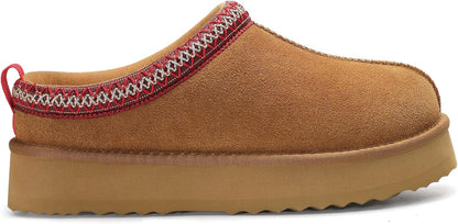 🔥HOT SALE 63% OFF🔥Genuine Suede Platform Slippers for Women Fuzzy Winter Warm Shoes Indoor Outdoor