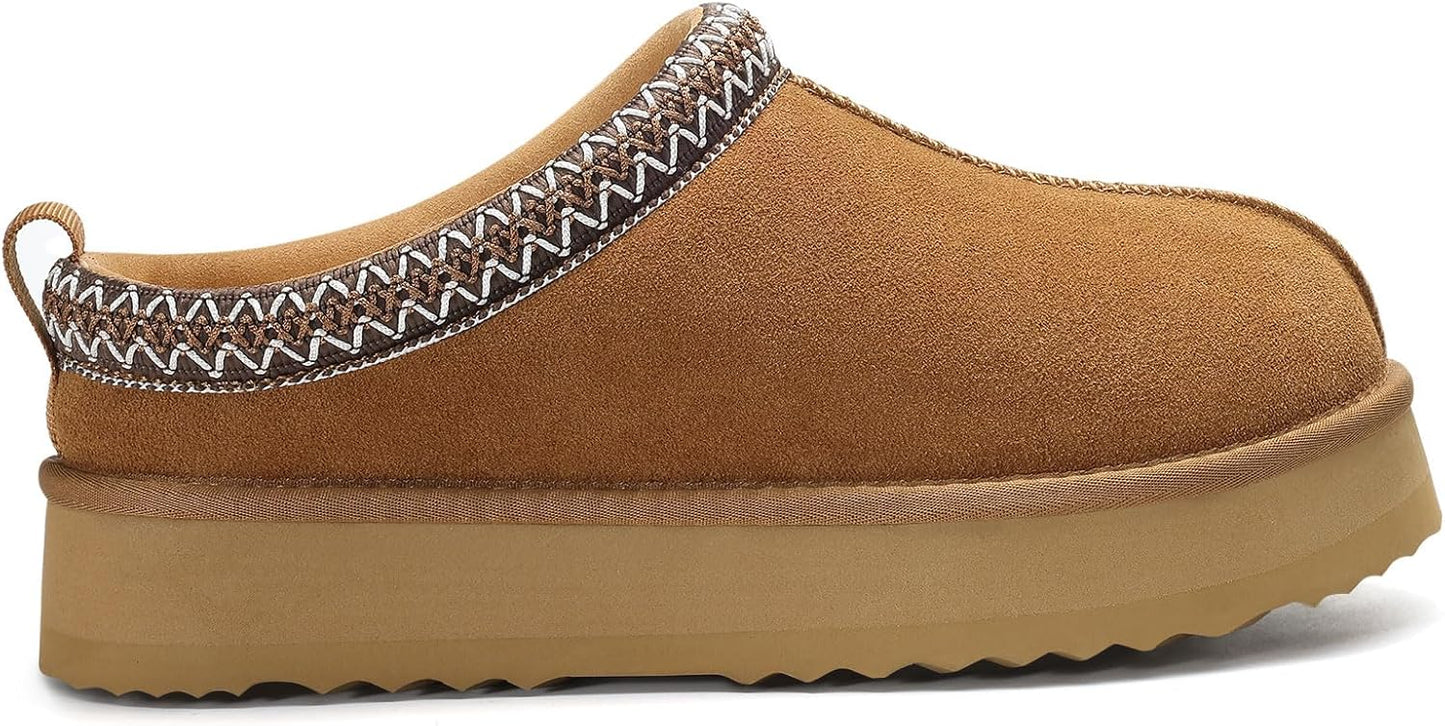 🔥HOT SALE 63% OFF🔥Genuine Suede Platform Slippers for Women Fuzzy Winter Warm Shoes Indoor Outdoor