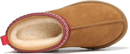 🔥HOT SALE 63% OFF🔥Genuine Suede Platform Slippers for Women Fuzzy Winter Warm Shoes Indoor Outdoor