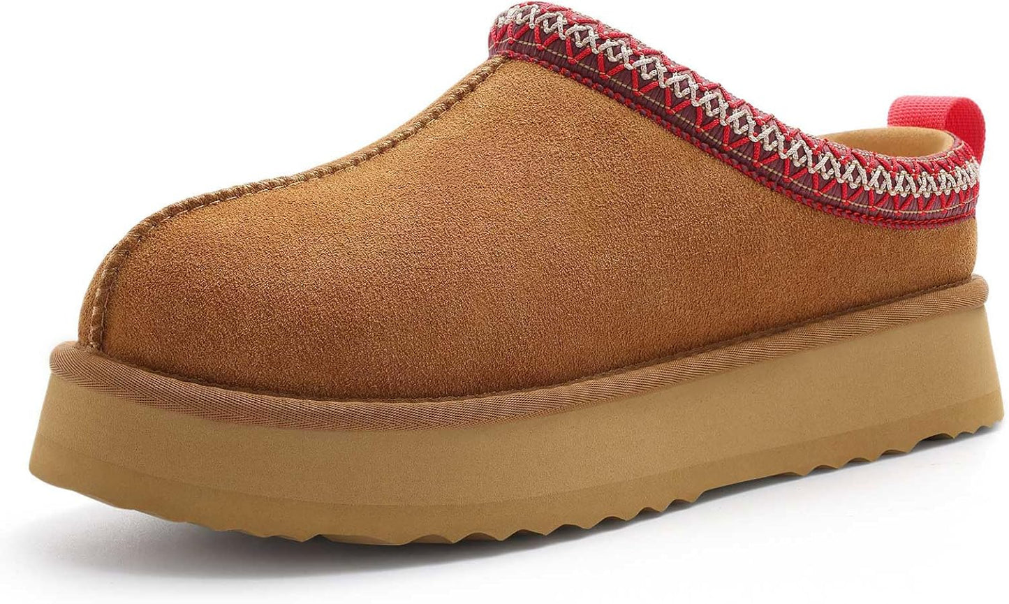 🔥HOT SALE 63% OFF🔥Genuine Suede Platform Slippers for Women Fuzzy Winter Warm Shoes Indoor Outdoor