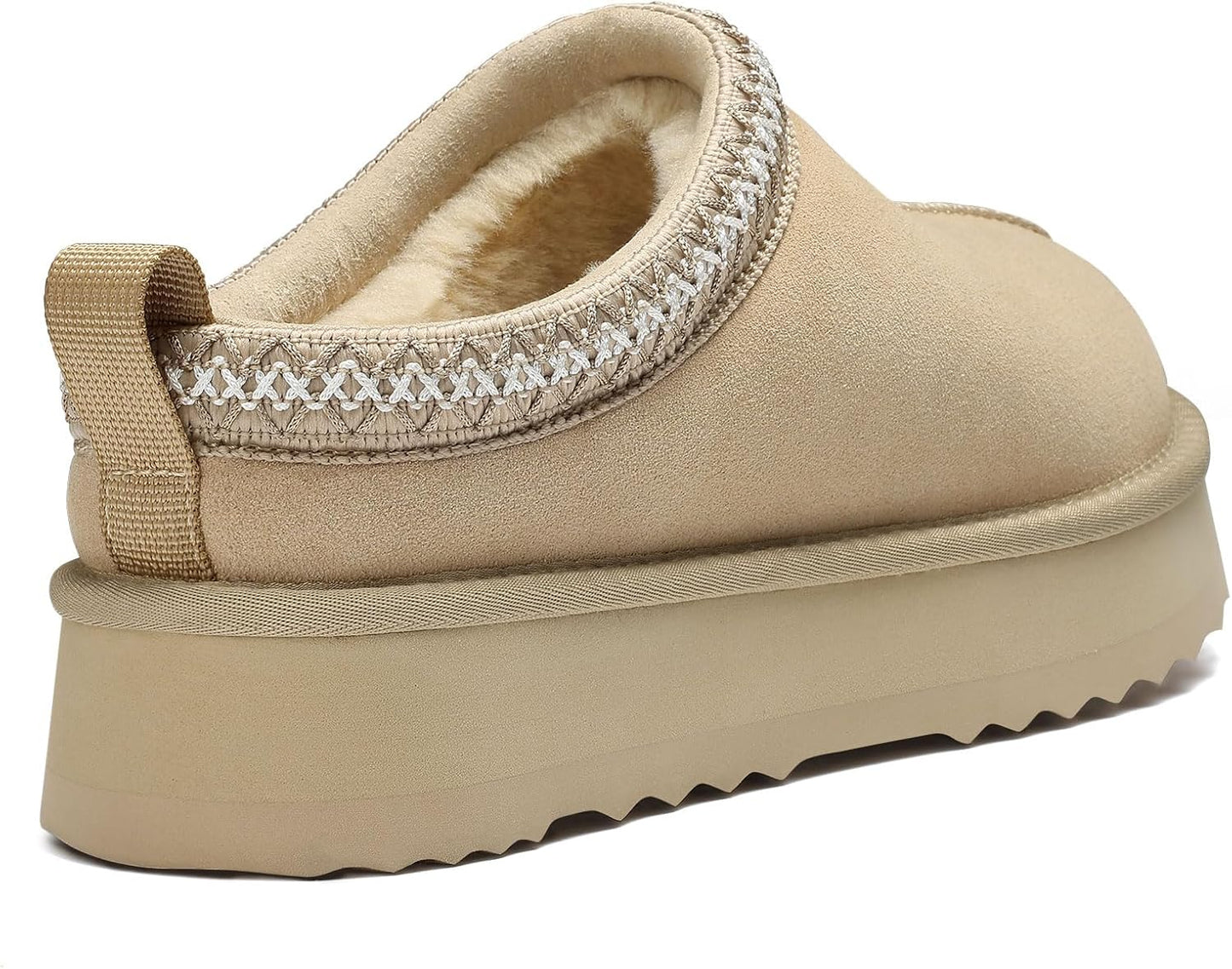 🔥HOT SALE 63% OFF🔥Genuine Suede Platform Slippers for Women Fuzzy Winter Warm Shoes Indoor Outdoor