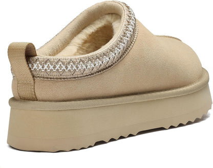 🔥HOT SALE 63% OFF🔥Genuine Suede Platform Slippers for Women Fuzzy Winter Warm Shoes Indoor Outdoor