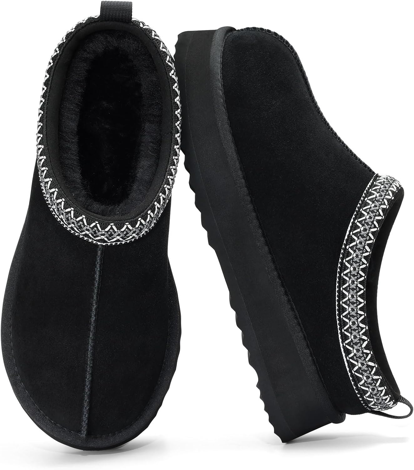 🔥HOT SALE 63% OFF🔥Genuine Suede Platform Slippers for Women Fuzzy Winter Warm Shoes Indoor Outdoor