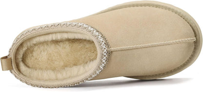 🔥HOT SALE 63% OFF🔥Genuine Suede Platform Slippers for Women Fuzzy Winter Warm Shoes Indoor Outdoor