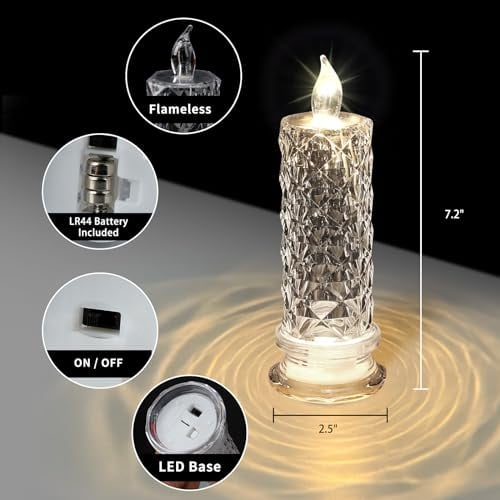 🎁LED Crystal Candle Lights- Romantic Tabletop Night Lights