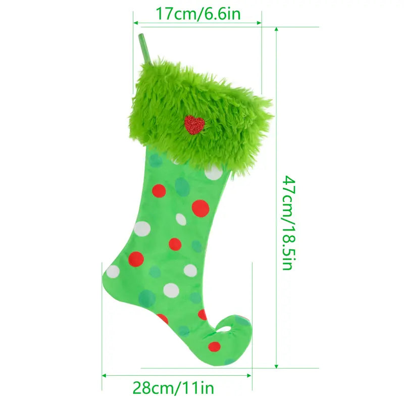 🎁2025-Christmas Hot Sale🎁49% OFF - In-Stock Grinch Christmas Green Plush Stockings - Window Hanging Ornaments for Home Decoration
