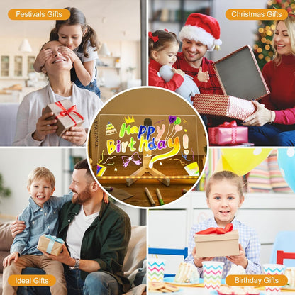 🔥🔥Illuminated Acrylic Dry Erase Board with Stand and 7 Pens ✏️🎨📜