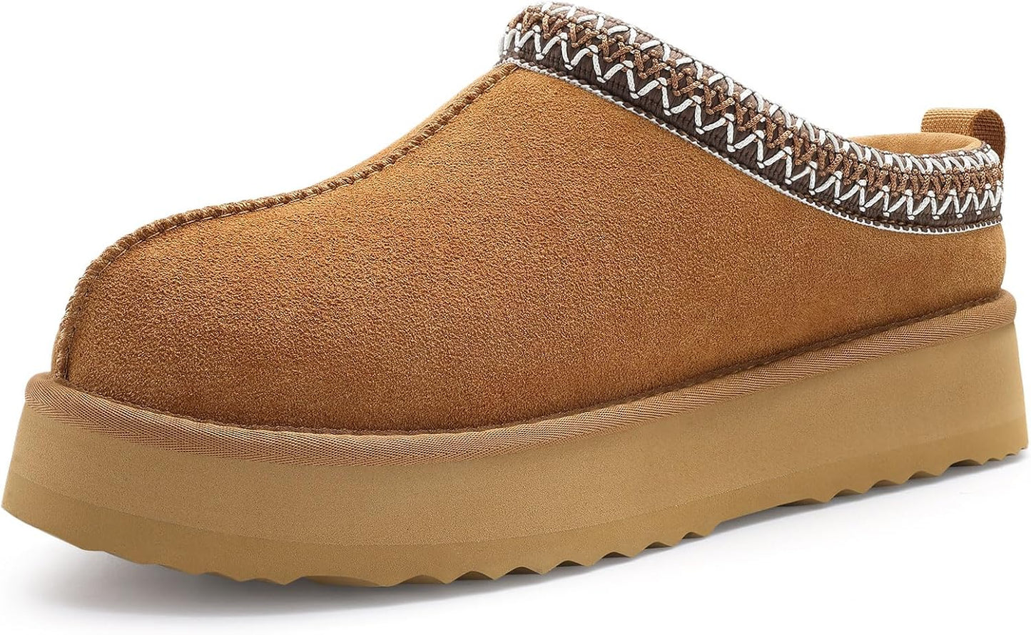 🔥HOT SALE 63% OFF🔥Genuine Suede Platform Slippers for Women Fuzzy Winter Warm Shoes Indoor Outdoor