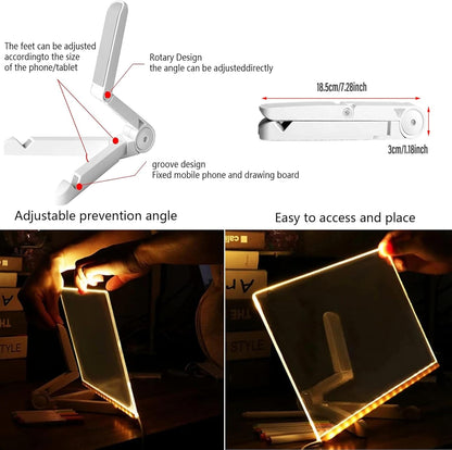 🔥🔥Illuminated Acrylic Dry Erase Board with Stand and 7 Pens ✏️🎨📜