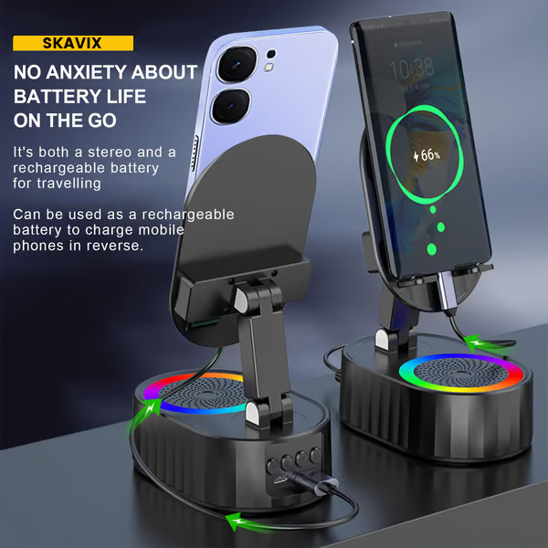 🔥Hot Sale 50% Off🎁SKAVIX™ 2025 Smart 4-in-1 Phone Stand — Induction Speaker, Power Bank & Ambient Light