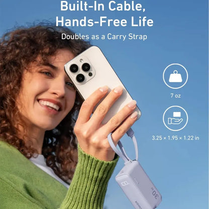 🏆LAST DAY SALE 40% OFF⏰Anker 3-in-1 Power Bank, 10,000mAh Portable Charger with Built-In Cable and Foldable Plug, 30W Battery Pack, For iPhone 6-14 Series