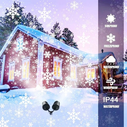 🎁2025-Christmas Hot Sale🎁49% OFF - LED Christmas Snowflake Projection Lamp, 2025 New Upgraded,Double-Head Rotating 4 Dynamic Snowflakes Projector, Plug-In LED Light