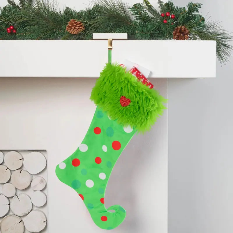 🎁2025-Christmas Hot Sale🎁49% OFF - In-Stock Grinch Christmas Green Plush Stockings - Window Hanging Ornaments for Home Decoration