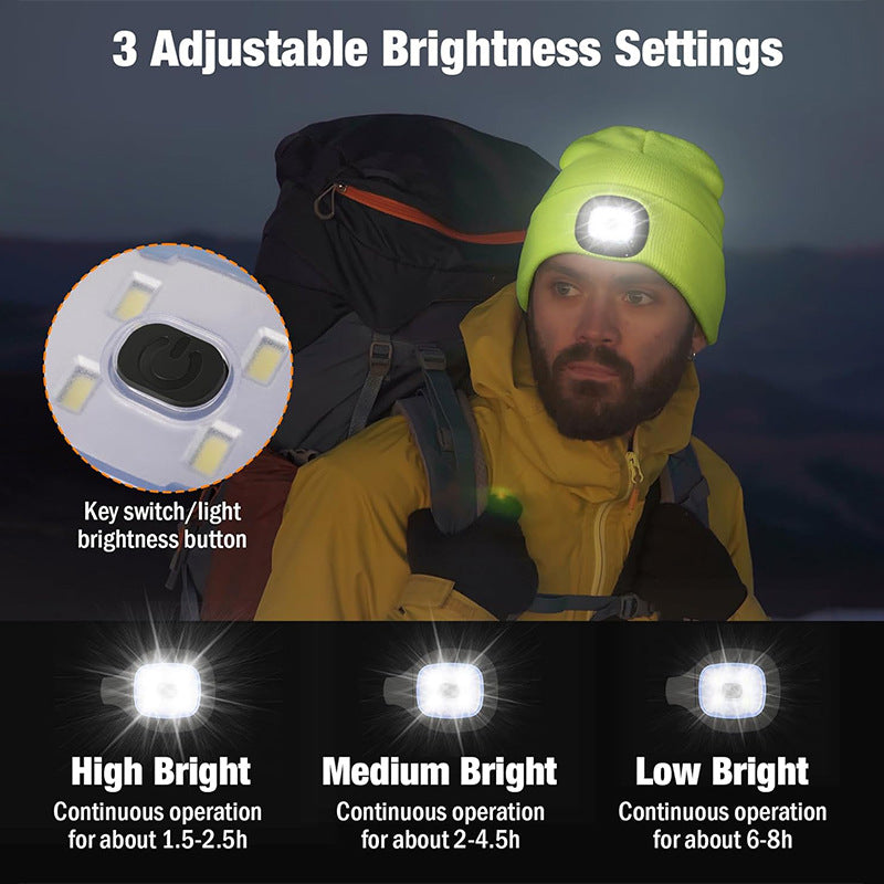 🔥LAST DAY 50% OFF🎁Unisex Bluetooth Knit Hat, Latest Model with 6 LED Lights and Wireless Earphones