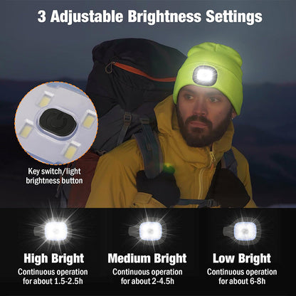 🔥LAST DAY 50% OFF🎁Unisex Bluetooth Knit Hat, Latest Model with 6 LED Lights and Wireless Earphones