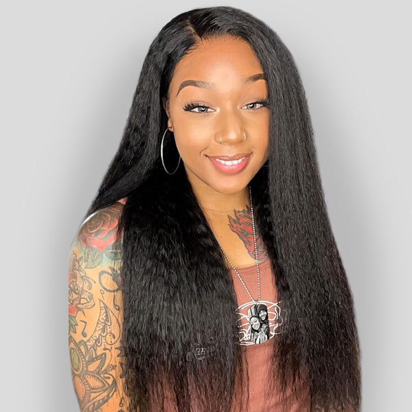 🔥Black Friday Limited-Time Sale🎁Kinky Straight Hair Wear Go Glueless Wigs Lace Pre Cut Lace Closure Wigs