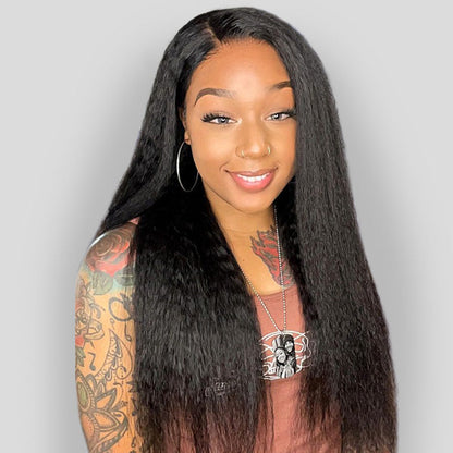 🔥Black Friday Limited-Time Sale🎁Kinky Straight Hair Wear Go Glueless Wigs Lace Pre Cut Lace Closure Wigs