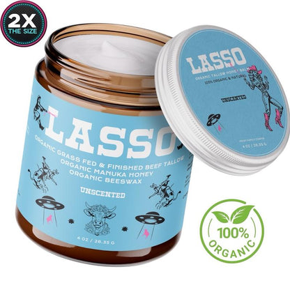 🔥Final 3 Hours – 30% OFF!LASSO Organic Beef Tallow, Manuka Honey & Beeswax Balm 4oz Natural Face & Body Moisturizer Skin Care Frankincense, Lavender, Unscented, Hydrating